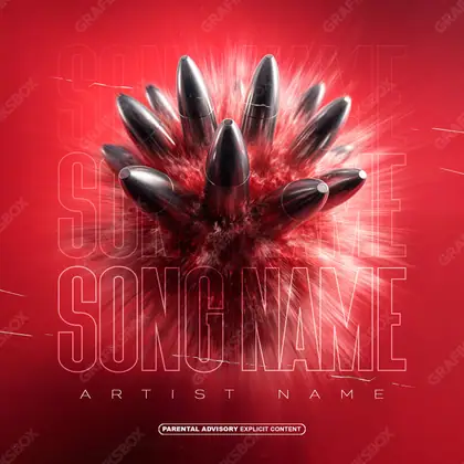 Premade album cover “Bullet Explosion” — dark art with a heavy atmosphere in a red palette