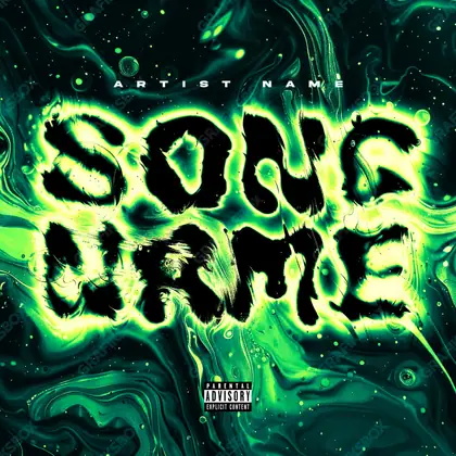 Premade album cover “Green Burn” — a hot frame: sparks, heat, smoke in a green palette