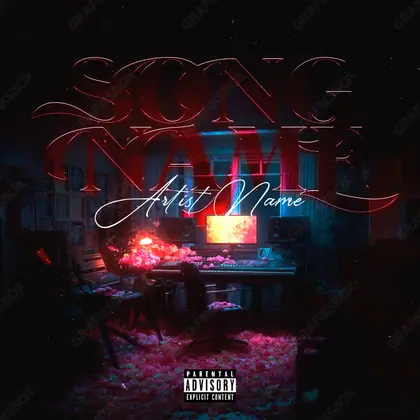 Portada de álbum prediseñada «Luv Studio» — una idea visual original sin equivalente cercano en el catálogo, en tonos rojos intensos