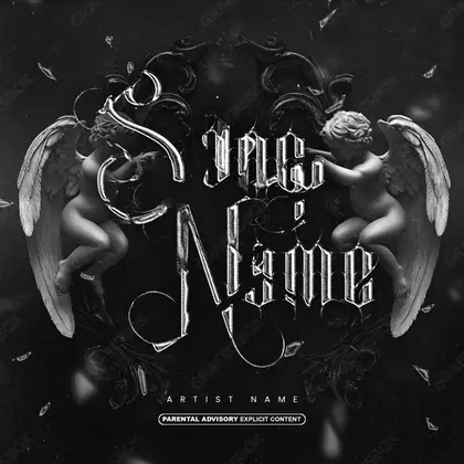Portada de álbum prediseñada «Old Angel» — arte oscuro con una atmósfera pesada, en una paleta monocroma