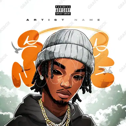 Купить обложку для трека с парнем «Young Rapper» — в оранжевых тонах