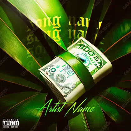 Portada de álbum prediseñada «Money Tree» — un paisaje con el horizonte abierto, en una gama verde