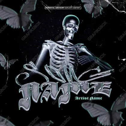 Portada de álbum prediseñada «Mr. Bones» — una escena sombría que mantiene la tensión, en una gama en blanco y negro