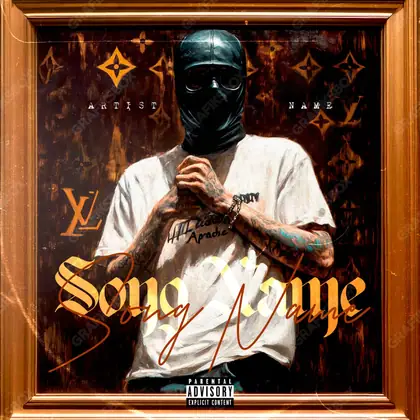Portada de álbum prediseñada «Vuitton Frame» — una idea visual original sin equivalente cercano en el catálogo, en una gama naranja