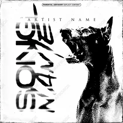 Portada de álbum prediseñada «Dangerous Breed» — una idea visual original sin equivalente cercano en el catálogo, en una gama en blanco y negro