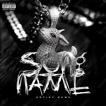 Portada de álbum prediseñada «Goat Pledge» — un encuadre que no encaja en una sola categoría, en una gama en blanco y negro
