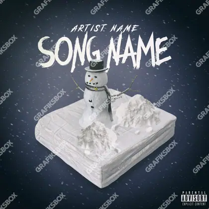 Portada de álbum prediseñada «Snowman» — una idea visual original sin equivalente cercano en el catálogo, en una gama en blanco y negro