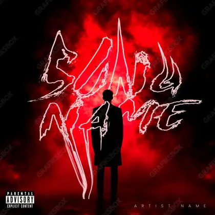 Обложка для песни с портретом «The Silhouette» — в красных тонах