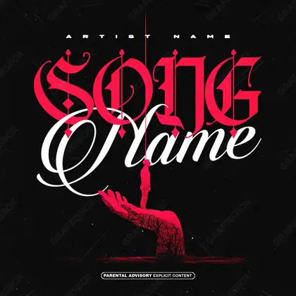 Premade album cover “Dark Domain” — a night scene with deep shadow in deep red tones