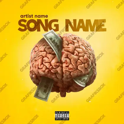 Portada de álbum prediseñada «Brain Money» — los signos del lujo: oro, dinero, brillo, en una gama dorada