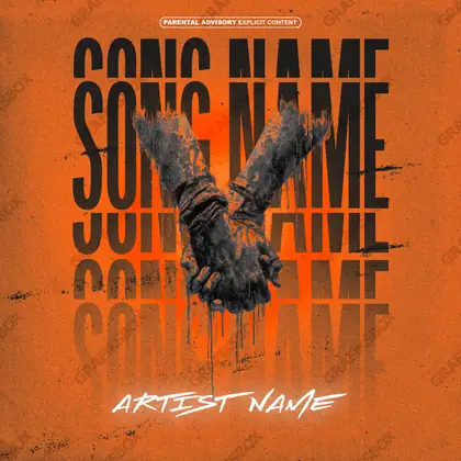Portada de álbum prediseñada «Criminal Union» — una idea visual original sin equivalente cercano en el catálogo, en una gama naranja