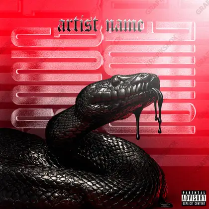 Portada de álbum prediseñada «Oil Snake» — arte oscuro con una atmósfera pesada, en tonos rojos intensos