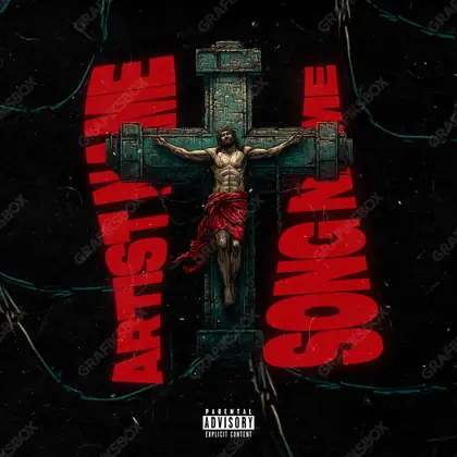 Premade album cover “Stone Crucifixion” — nature in frame: sky, water and air in deep red tones
