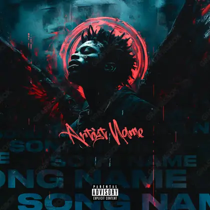 Premade album cover “Surviving Angel” — harsh imagery in a low-key frame in cool blue tones