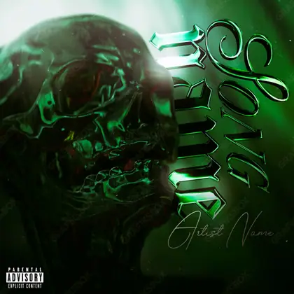 Portada de álbum prediseñada «Green Skull» — imágenes duras en un encuadre de tonos bajos, en matices verdes
