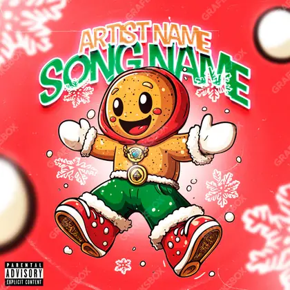 Premade album cover “Gingerbread Man” — a male subject and a tight, deliberate composition in deep red tones