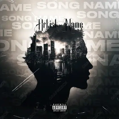 Premade album cover “The Big City” — an urban frame with dense city texture in a monochrome palette