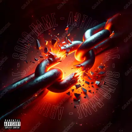 Portada de álbum prediseñada «Unleashed» — un encuadre que no encaja en una sola categoría, en una gama roja