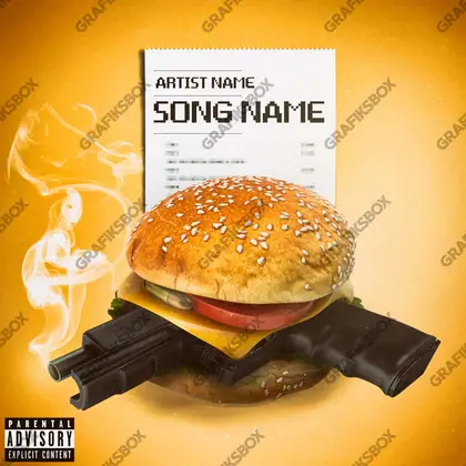 Premade album cover “Burger” — a frame that refuses to sit in one category in an orange palette
