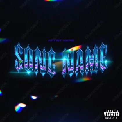 Portada de álbum prediseñada «Chrome Color» — gráfica abstracta sin objetos reconocibles, en una gama azul