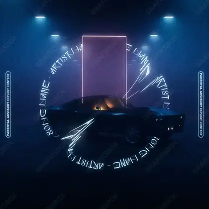 Premade album cover “Carro” — an original visual idea with no close match in the catalogue in a blue palette