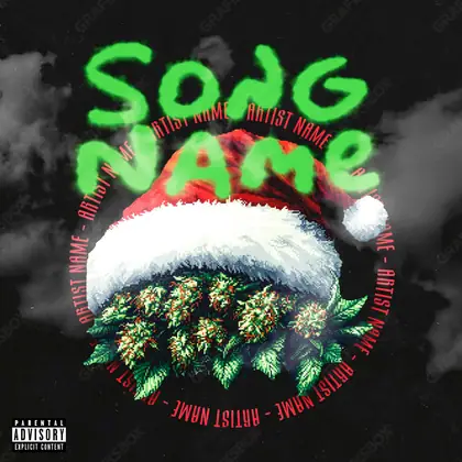 Premade album cover “Bud Xmas” — an original visual idea with no close match in the catalogue in a green palette