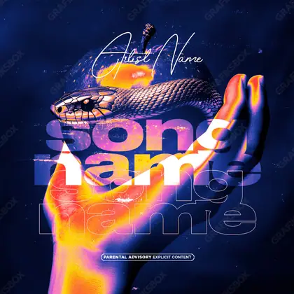 Premade album cover “Snake Fruit” — dark art with a heavy atmosphere in cool blue tones