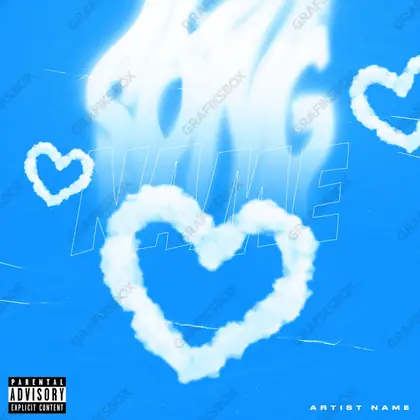 Premade album cover “Sky Love” — a calm natural scene with room to breathe in cool blue tones