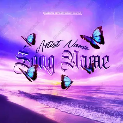 Premade album cover “Sea Butterfly” — nature in frame: sky, water and air in purple tones