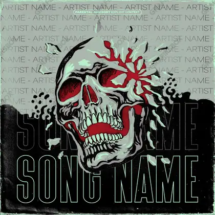 Premade album cover “Stiff Skull” — harsh imagery in a low-key frame in a black and white palette