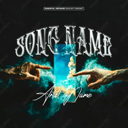 Premade album cover “Touch the Sky” — nature in frame: sky, water and air in cool blue tones