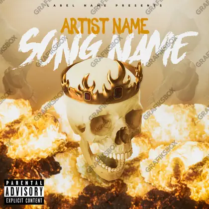 Premade album cover “King Skull” — a subject facing the camera with almost no decoration in an orange palette
