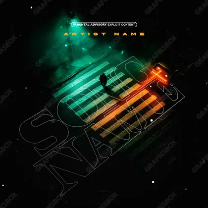 Portada de álbum prediseñada «Crossing» — una idea visual original sin equivalente cercano en el catálogo, en matices verdes