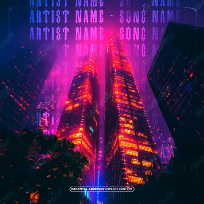 Portada de álbum prediseñada «Skyscraper» — una idea visual original sin equivalente cercano en el catálogo, en una gama rosa