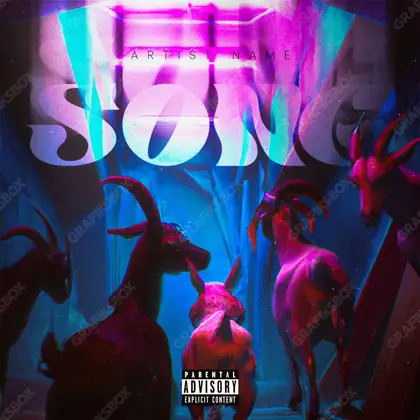 Premade album cover “Meetingoat” — an original visual idea with no close match in the catalogue in a blue palette