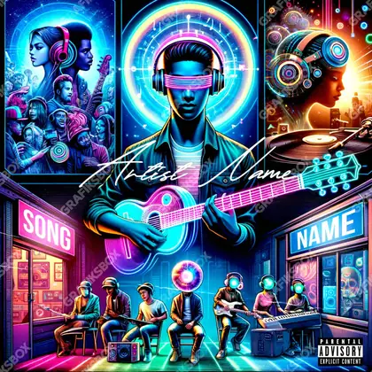 Купить обложку для трека «Cyber Song» — в синих тонах