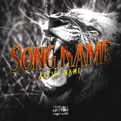 Premade album cover “Jungle King” — a portrait of a man with heavy shadow and restrained light in a monochrome palette