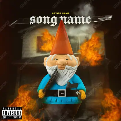 Portada de álbum prediseñada «Gnome» — una idea visual original sin equivalente cercano en el catálogo, en una gama naranja