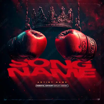 Premade album cover “King Fight” — a portrait of a man with heavy shadow and restrained light in a red palette