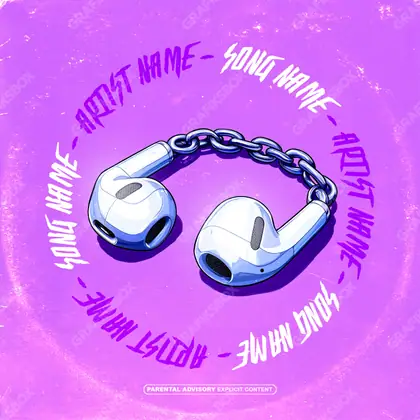 Premade album cover “Melomaneer” — a subject with a character of its own in purple tones