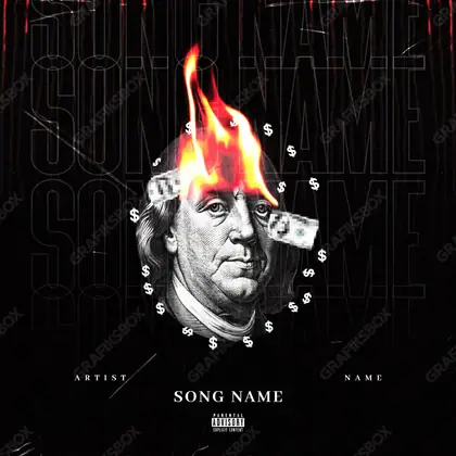Portada de álbum prediseñada «Moneyed» — un encuadre que no encaja en una sola categoría, en una paleta monocroma