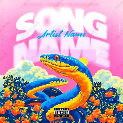 Premade album cover “Spring Snake” — a grim scene holding its tension in pink shades