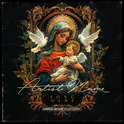 Portada de álbum prediseñada «Baby God» — un encuadre que no encaja en una sola categoría, en matices anaranjados