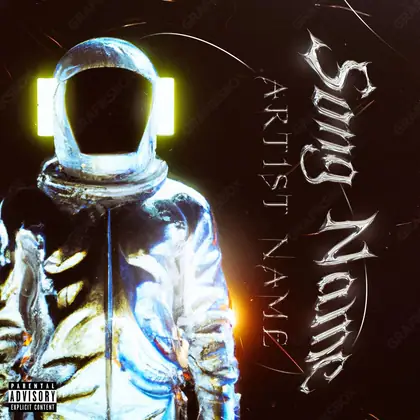 Portada de álbum prediseñada «Space Punk» — el espacio en cuadro y una sensación de escala, en tonos azules fríos