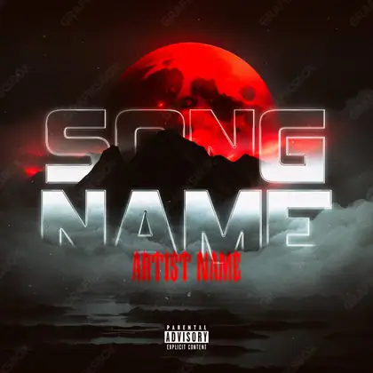 Premade album cover “Red Moon” — a landscape with a wide, open horizon in deep red tones