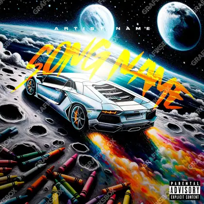 Portada de álbum prediseñada «Colorful Race» — el capó, el asfalto y las luces de la autopista, en una gama naranja