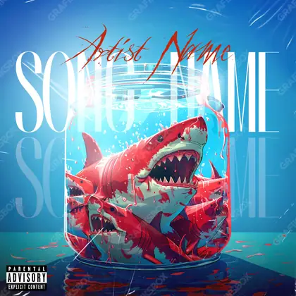 Portada de álbum prediseñada «Shark Tank» — un encuadre que no encaja en una sola categoría, en una gama azul