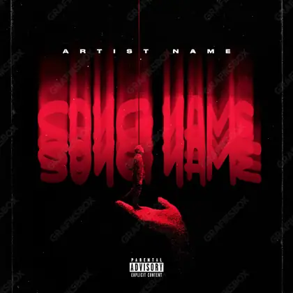 Premade album cover “His Hands” — a male subject and a tight, deliberate composition in a red palette