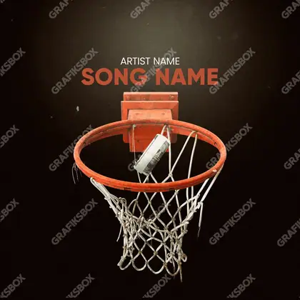 Portada de álbum prediseñada «Basket» — un encuadre que no encaja en una sola categoría, en tonos rojos intensos
