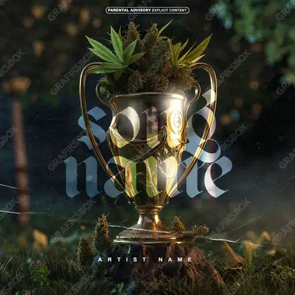 Premade album cover “Bud Trophy” — a subject with a character of its own in an orange palette